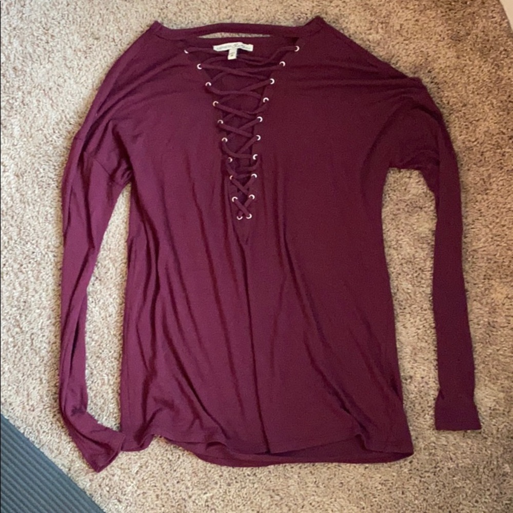 Express Long Sleeve Lace Up Tee